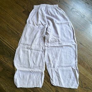 Lilac Linen Wide Leg Pants